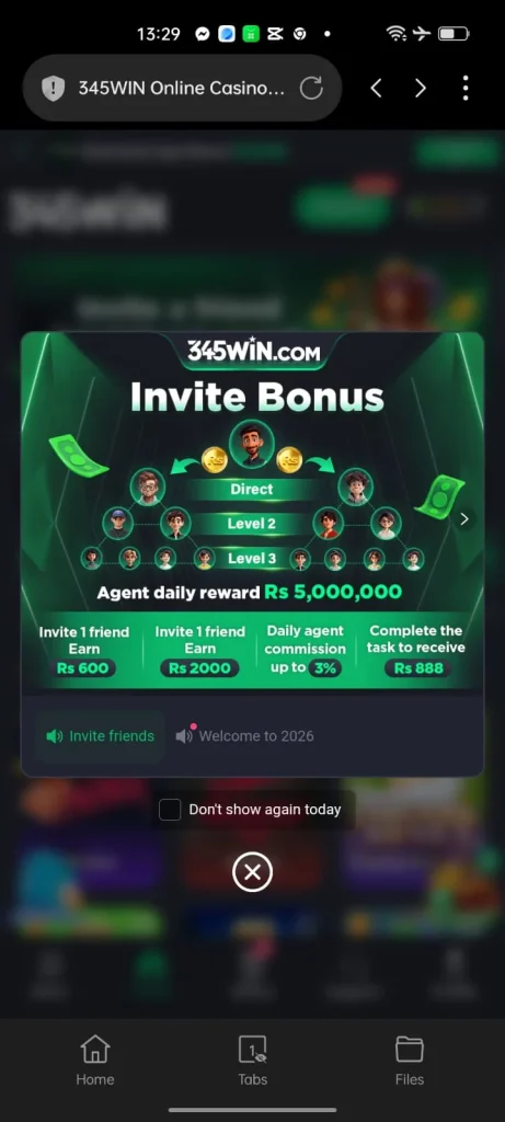 345Win Game Invite Bonus